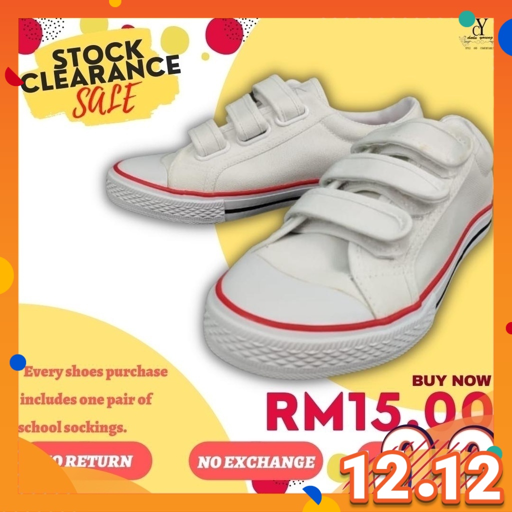 Stock Clearance A 100 Original White Shoes Kasut Sekolah Putih