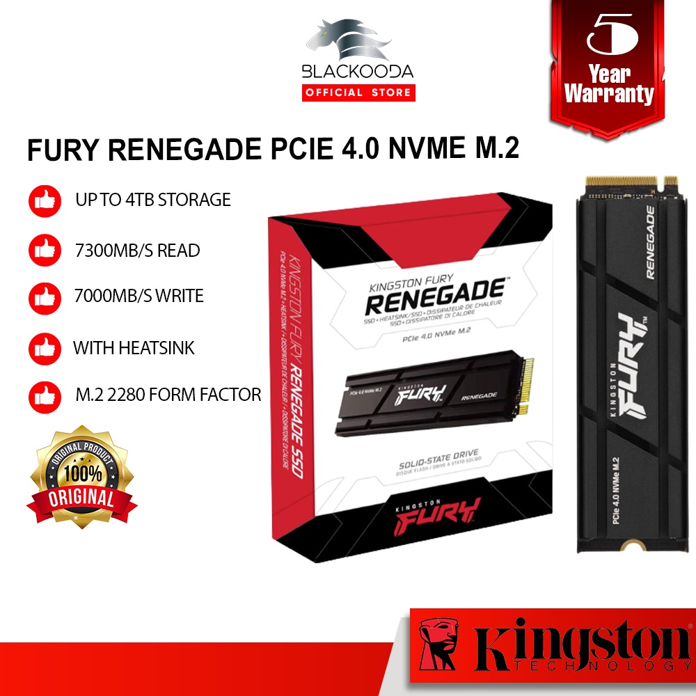 Kingston Fury Renegade PCIe Gen 4x4 M.2 2280 NVMe SSD ( 4TB ) 5 Years Warranty Shopee Malaysia