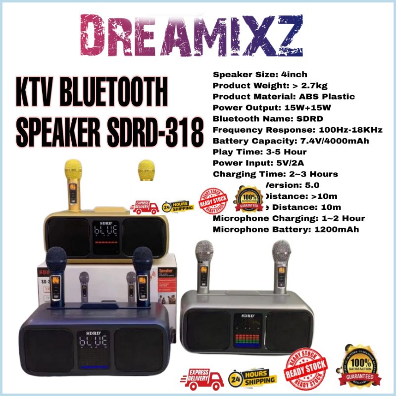 [Ready Stock] Karaoke SDRD SD 318 Dual Wireless Microphone Portable 3D ...