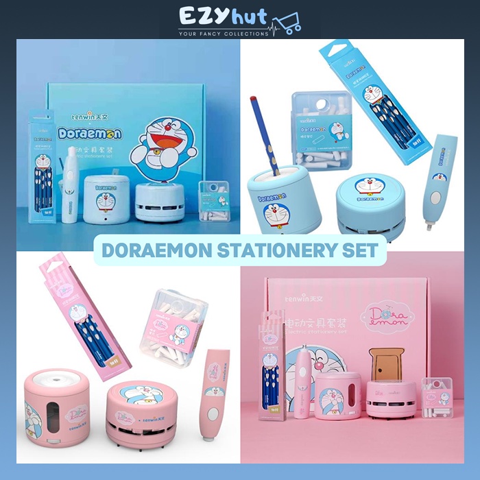 Doraemon Automatic Stationery Set Auto Pencil Sharpener Electric Eraser ...