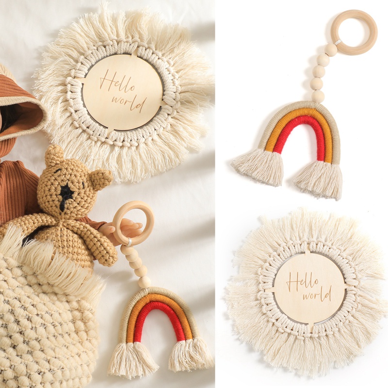 1Set Baby Monthly Milestone Wooden Hollow Texture Milestone Cards Baby ...