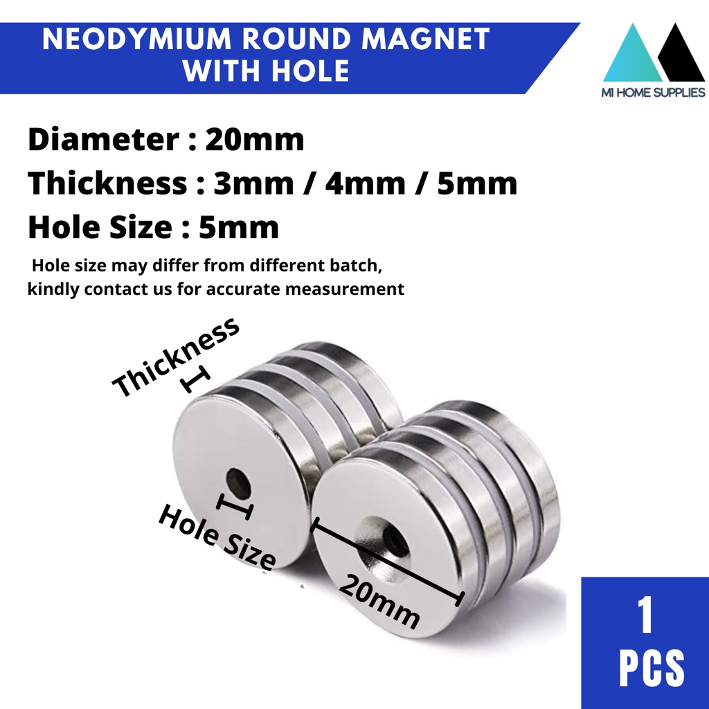 [M1 Home Supplies] 1pcs - Diameter : 20mm - Neodymium Round Magnet with ...
