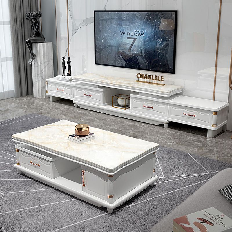 Marble TV coffee table combination set living room modern — free download