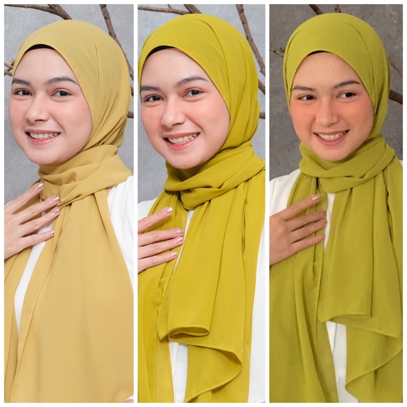 LEMON - LIME / Hijab Pashmina Lemon Color Pashmina Ceruty Babydoll ...