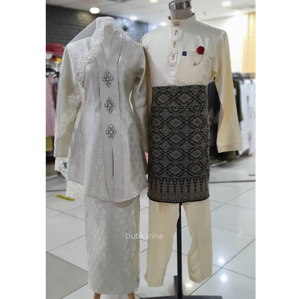 BAJU KEBAYA SONGKET NIKAH ANNA WARNA CREAM KRIM Koleksi Set Nikah