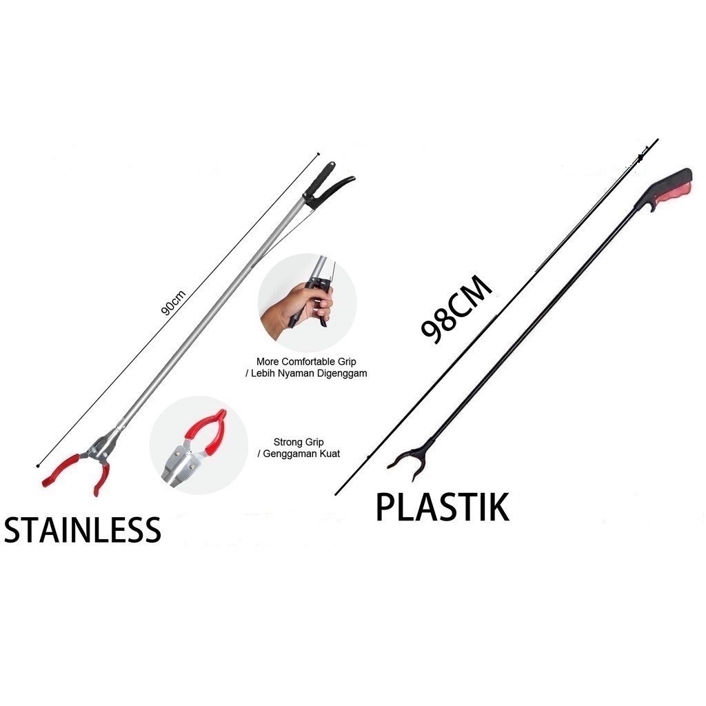 Grab stick Silver Stainless & Plastic grab stick/Garbage Clamp & Snake