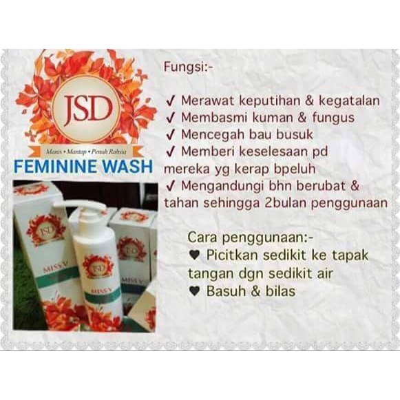 JSD MISS V FEMENINE WASH 100ml 🔥 ORIGINAL HQ 🔥 Shopee Malaysia