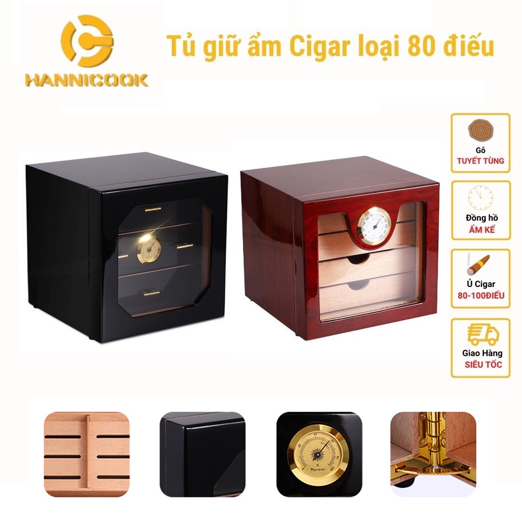 80 Cigar Cigars Storage Cedar Wood, HANNICOOK MoistureProof
