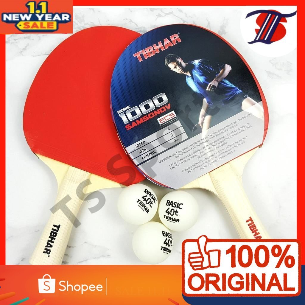 Tibhar Table Tennis/ Ping Pong Bat Samsonov 1000 2 bats dan 3 balls combo Shopee Malaysia