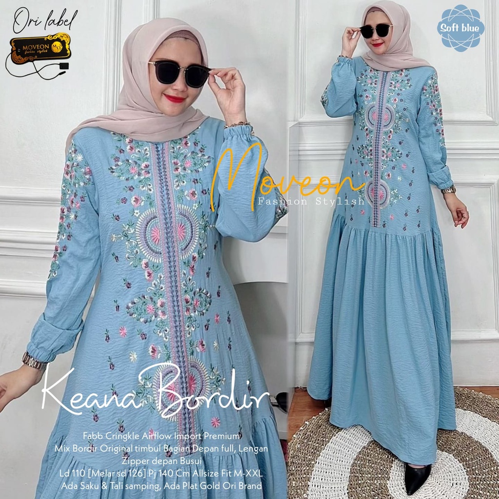 Keana Dress Embroidery Airflow Crinkle Premium Moveon Original | Shopee ...