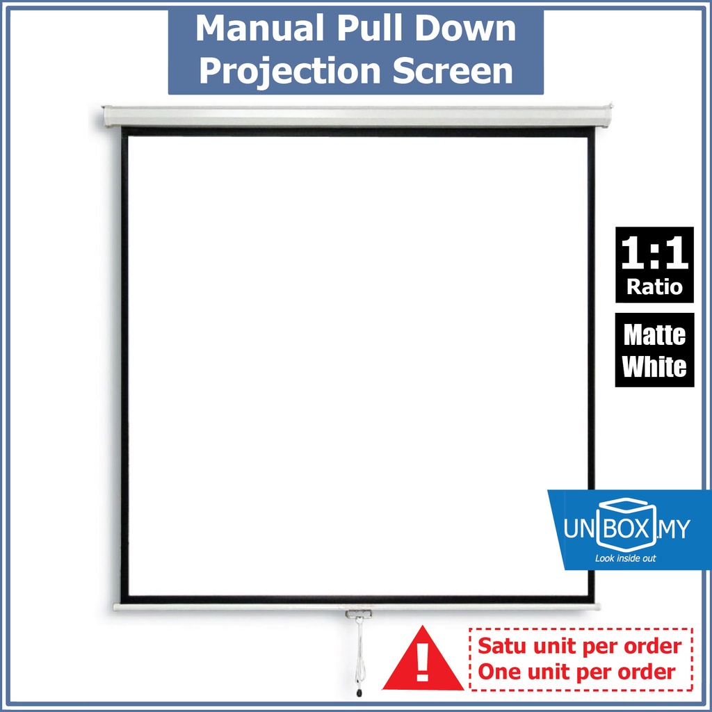 Manual Projector Screen 5ft 6ft Wall or Ceiling Matte White 5 6 7 8 10
