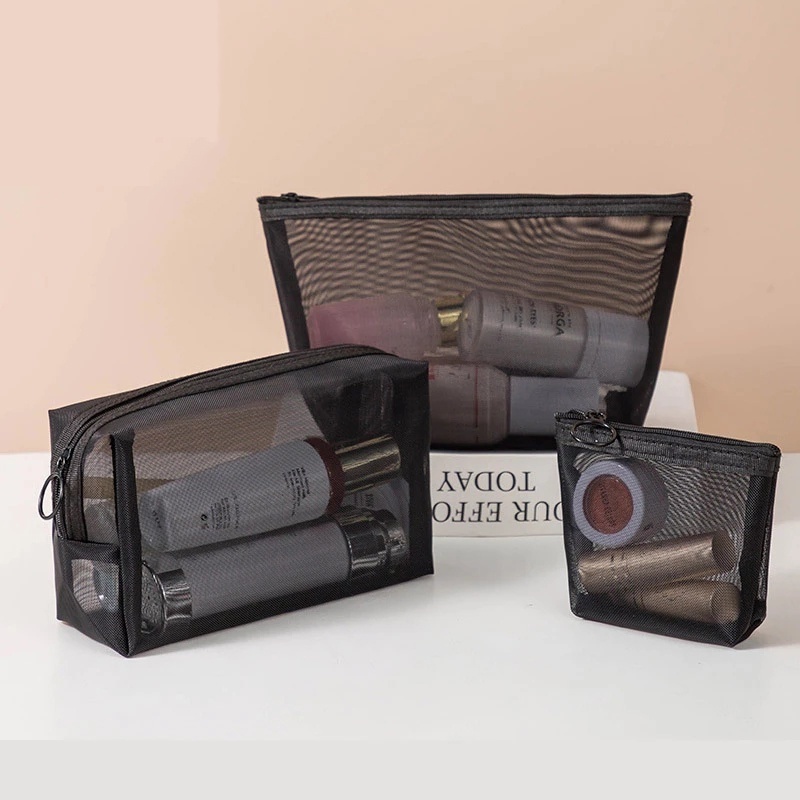[Wholesale] Mesh Cosmetic Bag Travel Cosmet Storage Bag Mesh Zipper