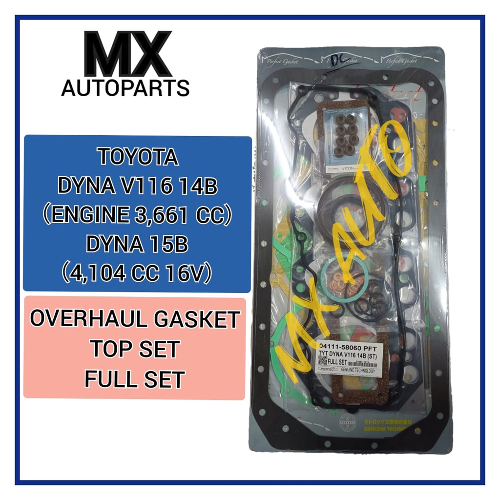 TOYOTA DYNA V116 14B 15B ENGINE TOP OR FULL OVERHAUL GASKET SET ...