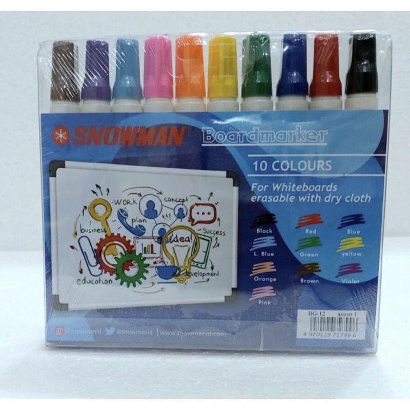 Snowman MARKERS CAN BE ERASER/WHITE BOARD B12 MARKERS 10 COLORS (PER 1