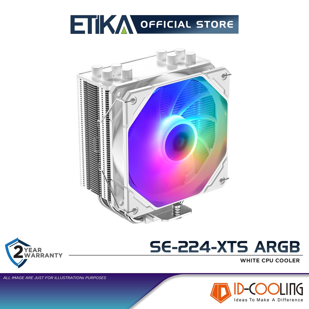 Id Cooling Se 224 Xts Argb White Cpu Air Cooler 4 Heatpipe All White Design Shopee Malaysia 2028