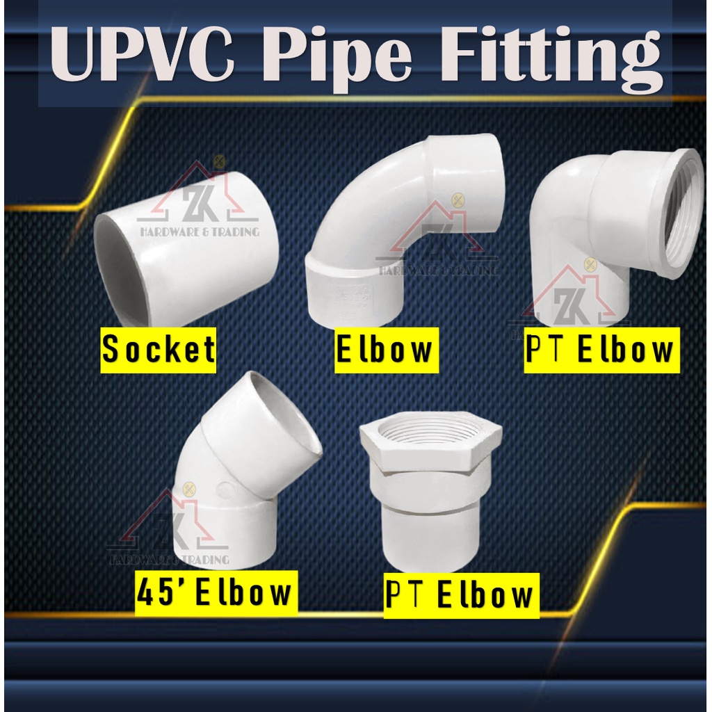 UPVC Water Pipe Fitting UPVC Socket Elbow Tee PT Elbow PT Socket 45 ...