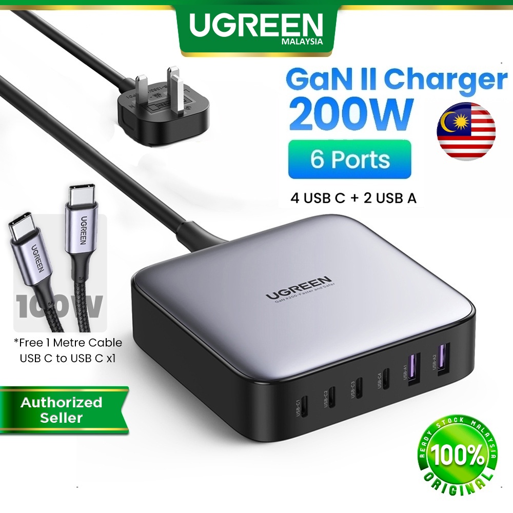UGREEN 200W GaN Charger Desktop Laptop Fast Charger 6 in 1 Adapter