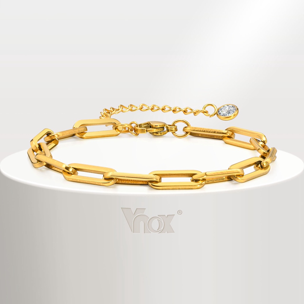 Vnox 18K Gold Charm Bracelet for Women,5MM Stainless Steel Chain ...