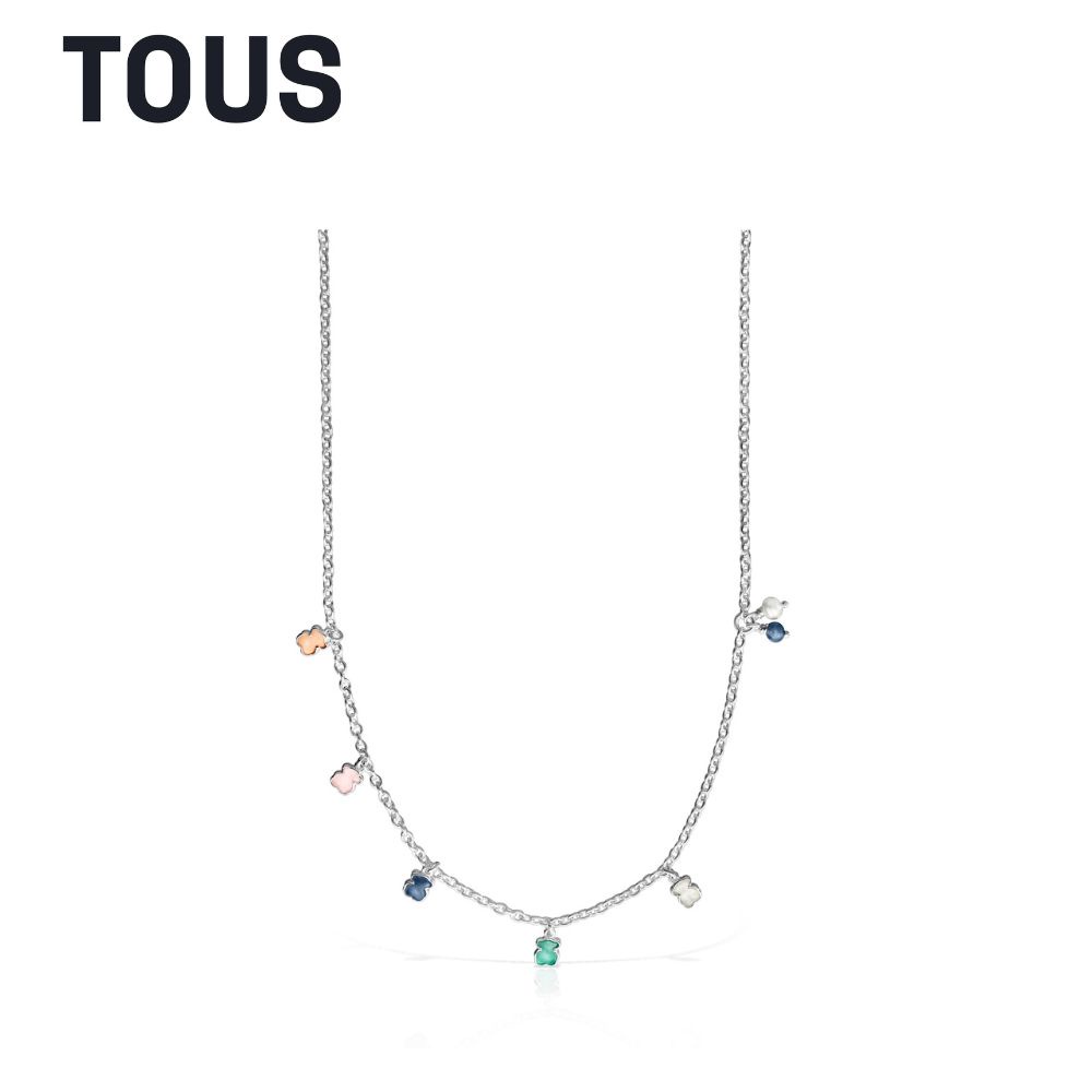 TOUS Mini Color Silver Necklace with Gemstones and Pearl | Shopee Malaysia