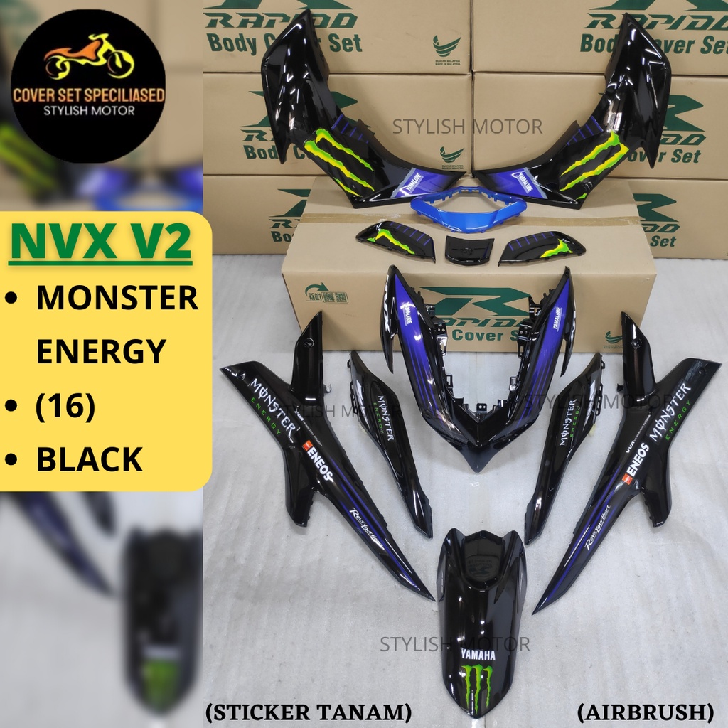 Sticker Tanam Airbrush Rapido Cover Set Yamaha Nvx V Energy Black Shopee Malaysia