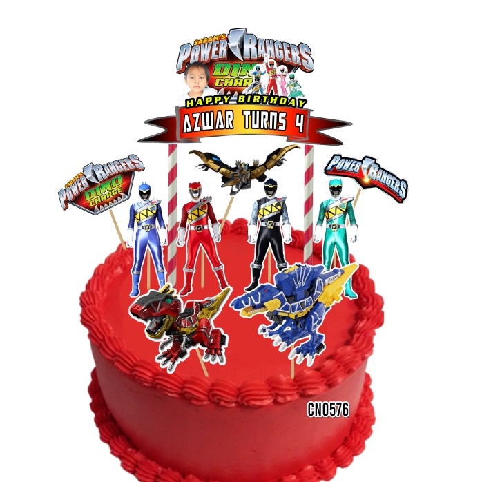 [CUSTOM NAME] Happy Birthday Cake Topper Power Rangers Dino Charge ...