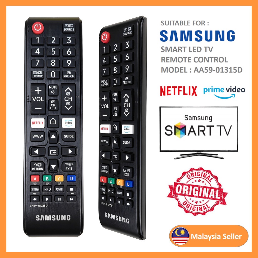 Ori Samsung Bn59 01315d Smart Flat Panel Led Tv Remote Control Netflix Prime Video Shopee Malaysia 6833