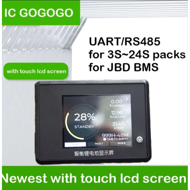 LCD Display Touch Screen for JBD Smart Battery Protection Board BMS ...