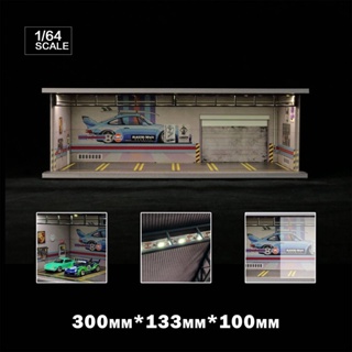 Diorama 1/64 Car Garage Model City Backdrop Car Parking Lot LED Lighting  Scenery Model Toy