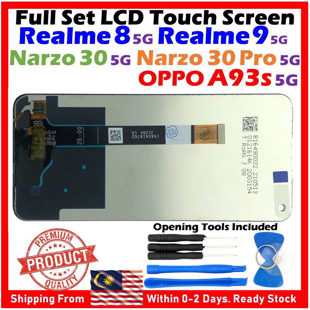 Écran LCD Tactile Pour Realme Narzo 30 / 30 Pro – Remplacement OEM, Noir