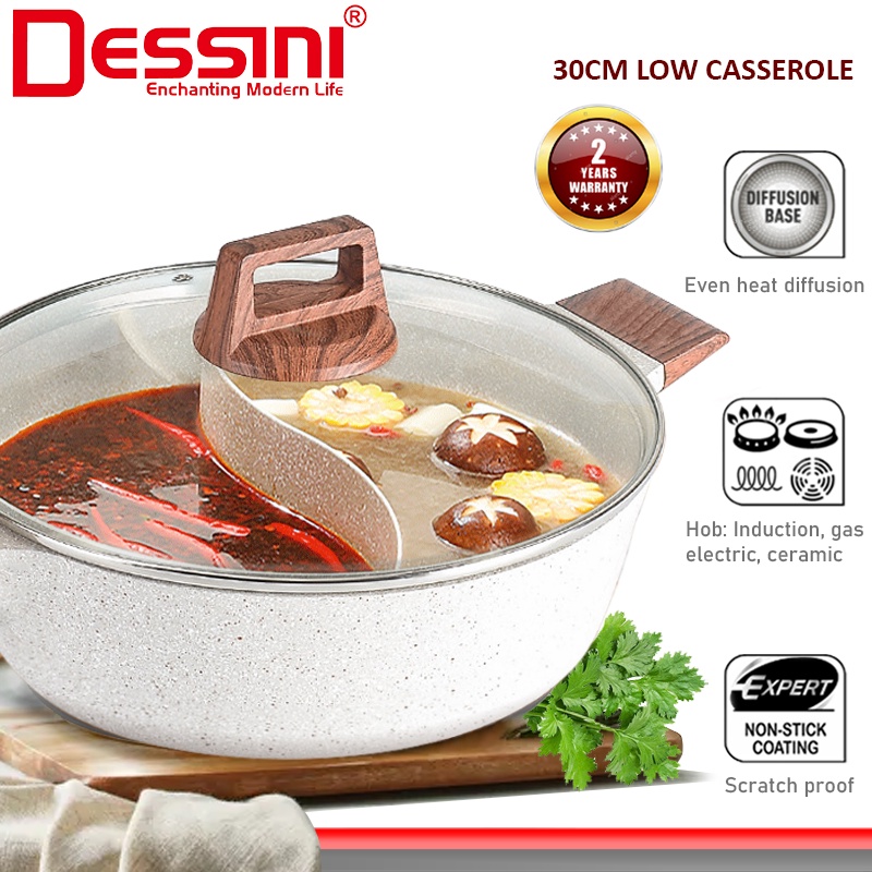 DESSINI ITALY 30CM Maifan Stone Casserole Induction Double Flavor