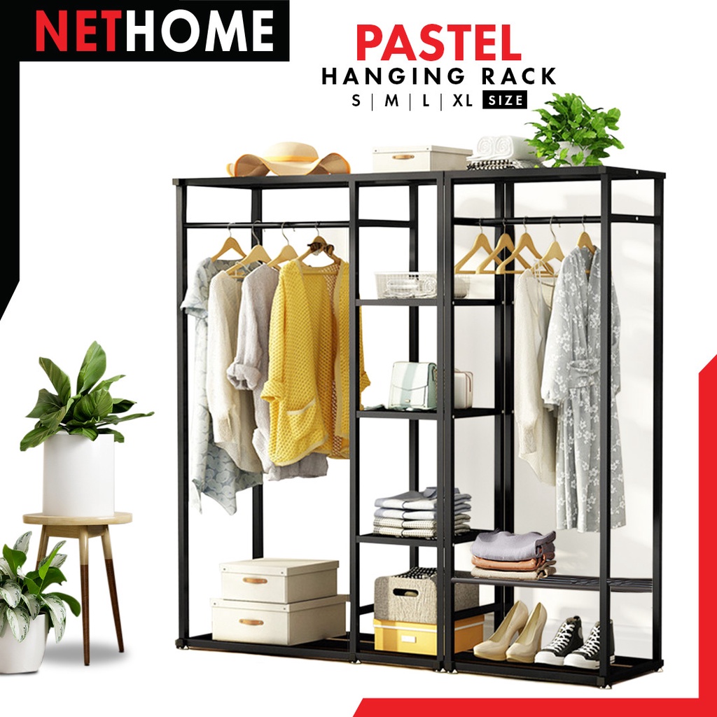⚡️NETHOME⚡️NETHOME : Pastel Metal Folding L Shape Clothing Hanger Rack ...