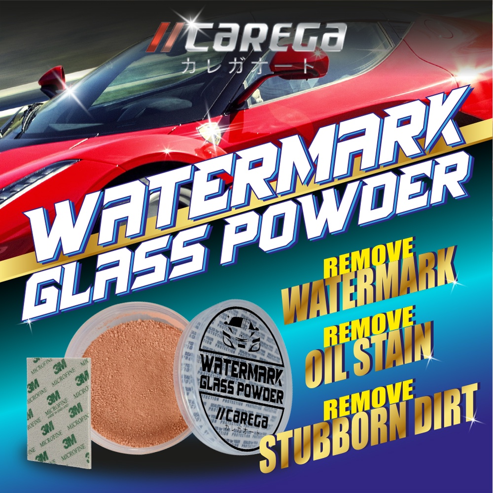 CAREGA Watermark Remover Powder Windscreen Glass Powder Polish Windscreen  Glass Polish Cermin Watermark Kereta 50G Powder