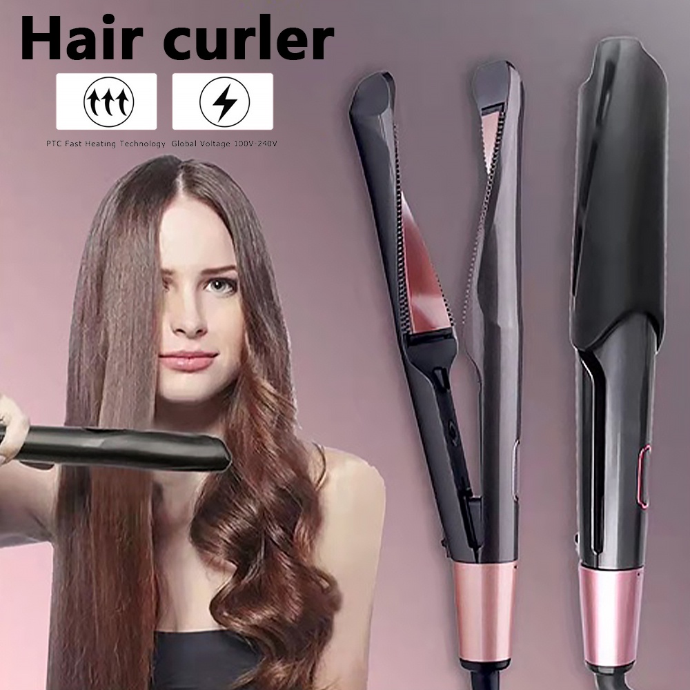 READY STOCK🇲🇾【2 in 1】Hair Straightener Ceramic Hair Curler LED Display
