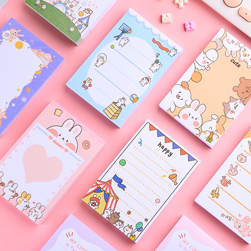 100 Sheets Cartoon Cute Mixed-Pattern Sticky Notes Blank DIY To Do List ...