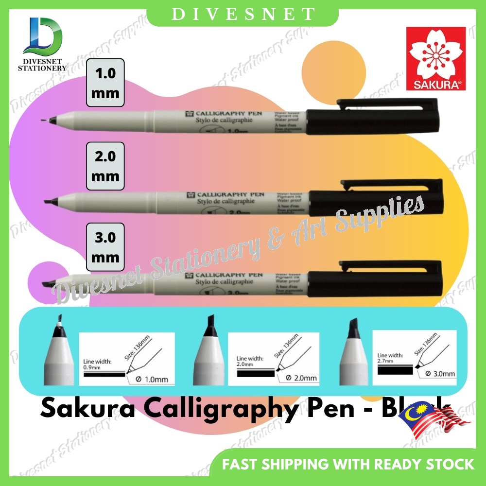 Sakura Calligraphy Pen Black XCMKN 1.0mm / 2.0mm / 3.0mm Arabic
