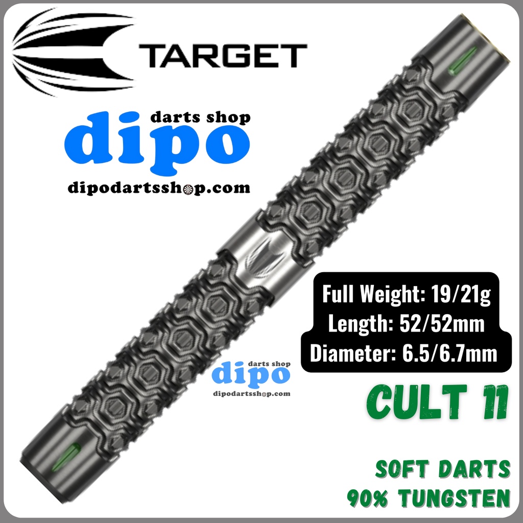 Target Darts Crux 11 90% Tungsten Soft Tip Darts Set - 21 Gram With Swiss Points, Pro Grip Shafts & Flights