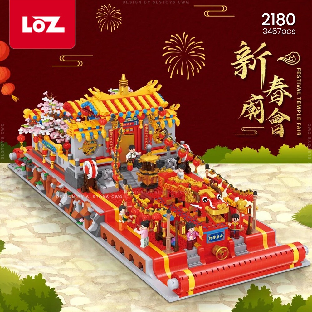 LOZ IDEAS Mini Block 2180 Lucky Fortune Temple Festival CNY Chinese New ...