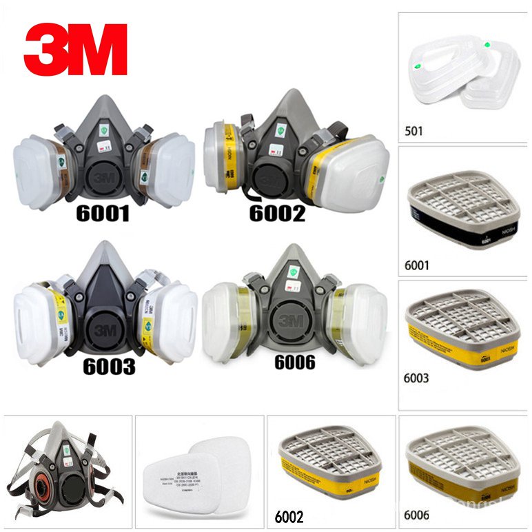 3M Gas Mask 6200+6003 7 in 1 Reusable Half Breather Anti-Razed Acid ...