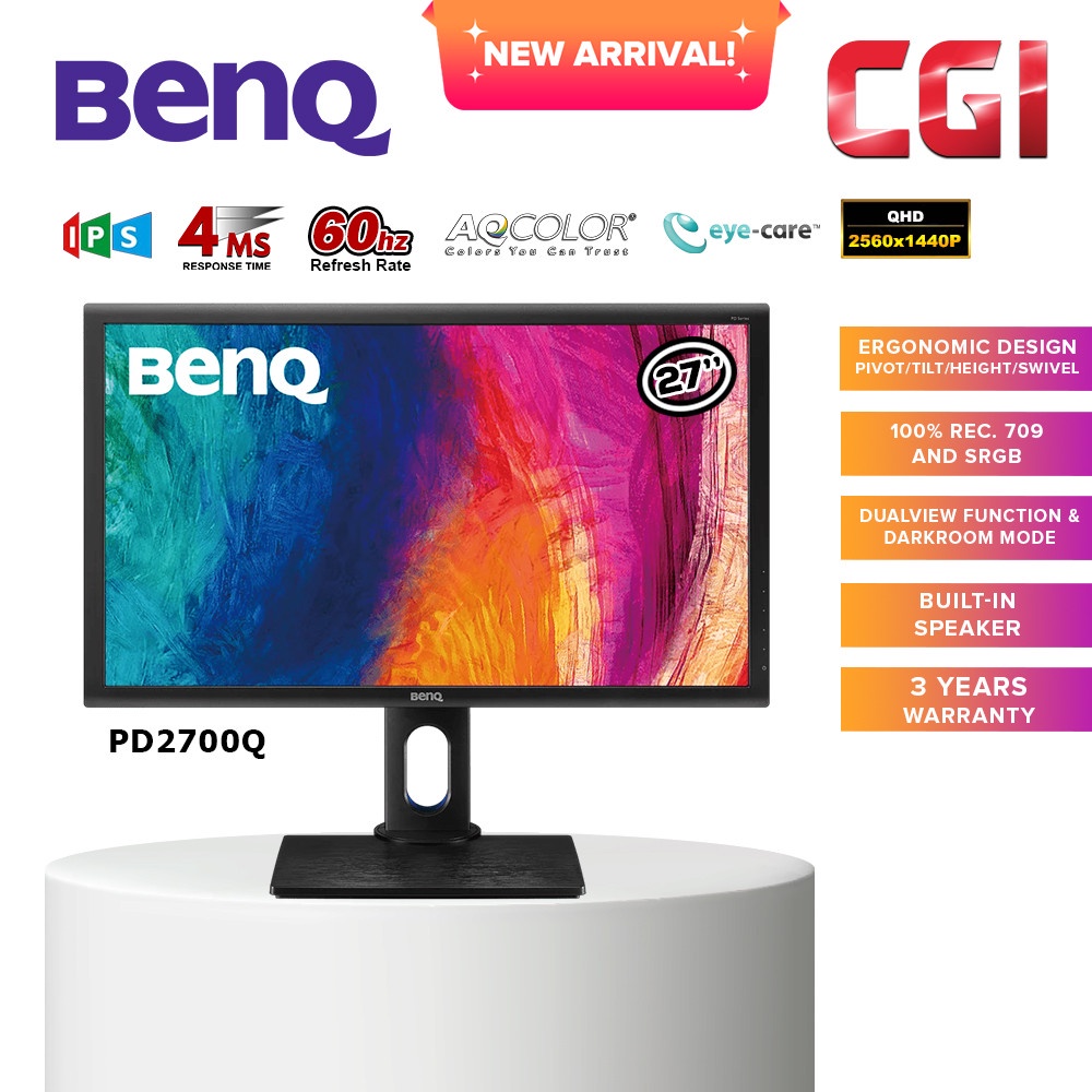 BenQ 27" PD2700Q AQCOLOR QHD IPS 60Hz 4ms 100% Rec. 709 100% sRGB Eye ...