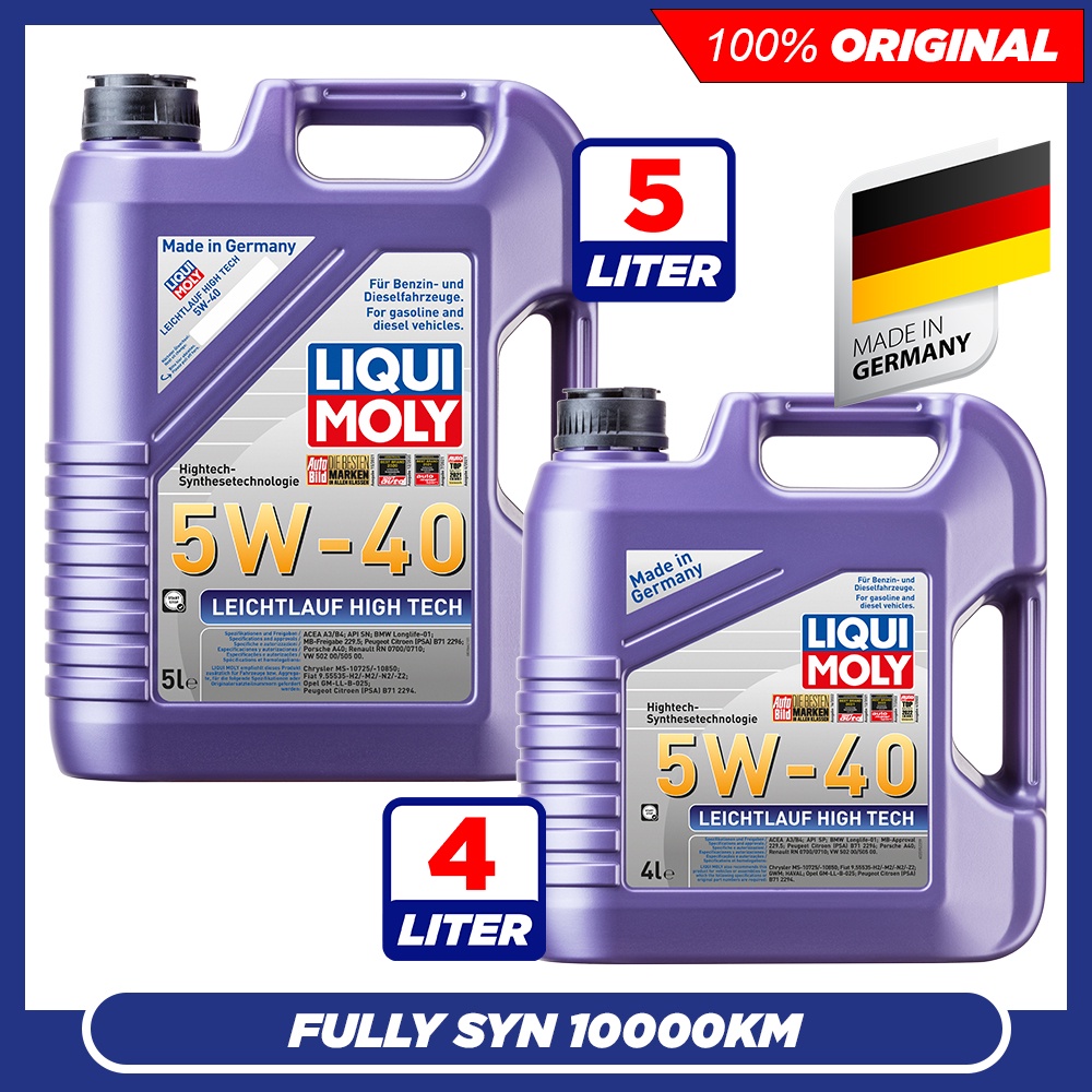 LIQUI MOLY LEICHTLAUF HIGH TECH 5W40 Fully Synthetic Engine Oil (5L/4L ...