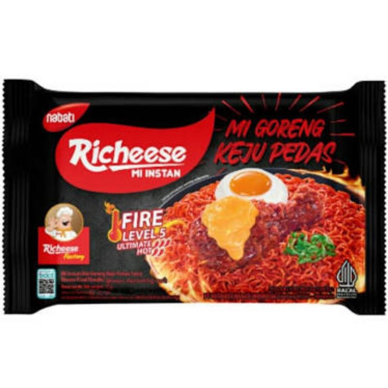 Richeese Fire Level 5 Ultimate Hot Cheese Fried Noodles 75gr | Shopee ...