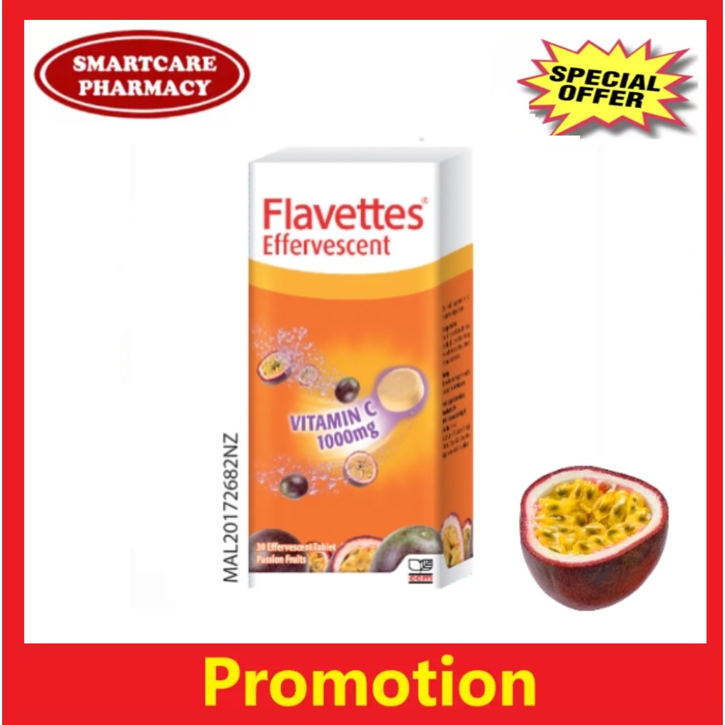 Flavettes Effervescent Vitamin C Passion Fruit (1000mg x 30s