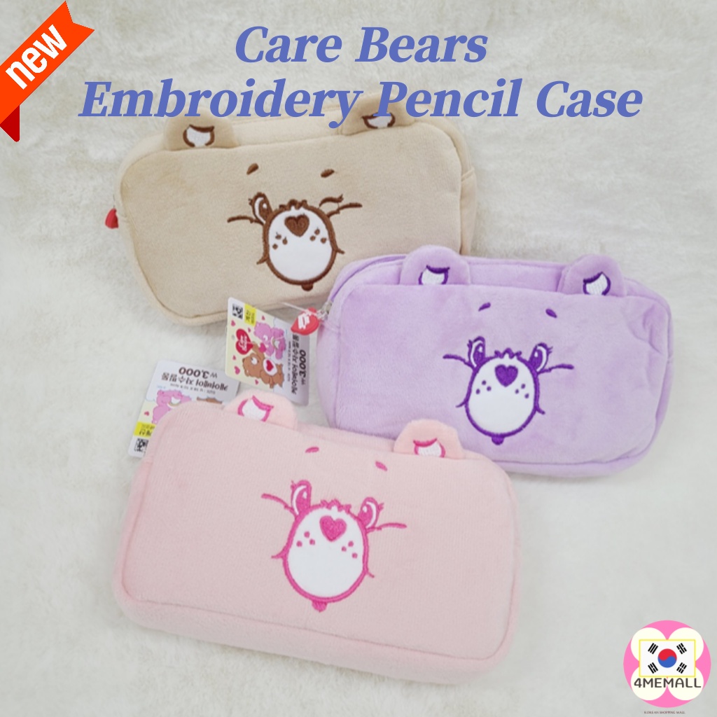 [Daiso Korea] Care Bears Embroidery Pencil Case 3 Colors, Pencil holder