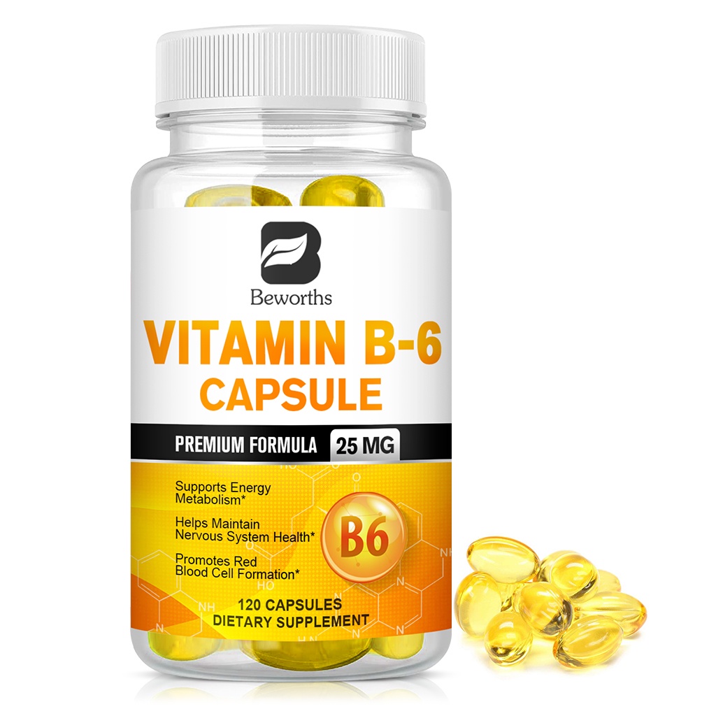 Beworths Vitamin B6 Capsule 25mg B6 Pyridoxine Support Hair Blackening Healthy Skin Metabolism