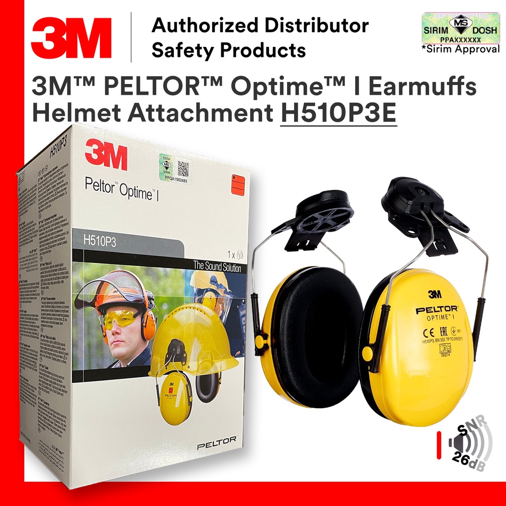 3M H510P3E Peltor Optime Earmuff / DOSH SIRIM Approved H6P3E Replacement SNR 26dB / Short Brim