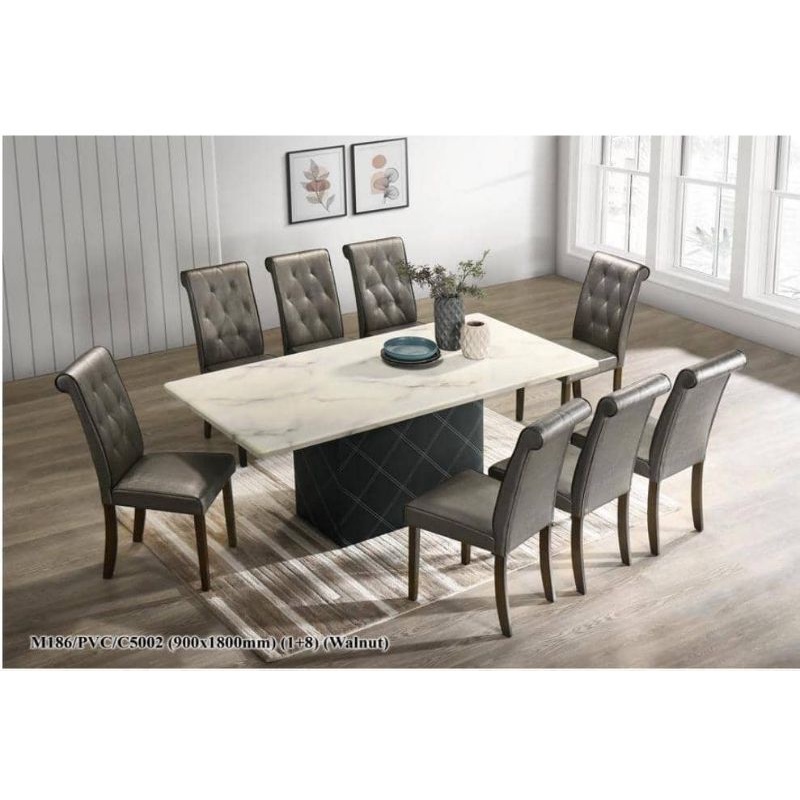 mej makan marble 6 kerusi jenis kerusi PVC(SUBHAN ENTERPRISE) | Shopee ...