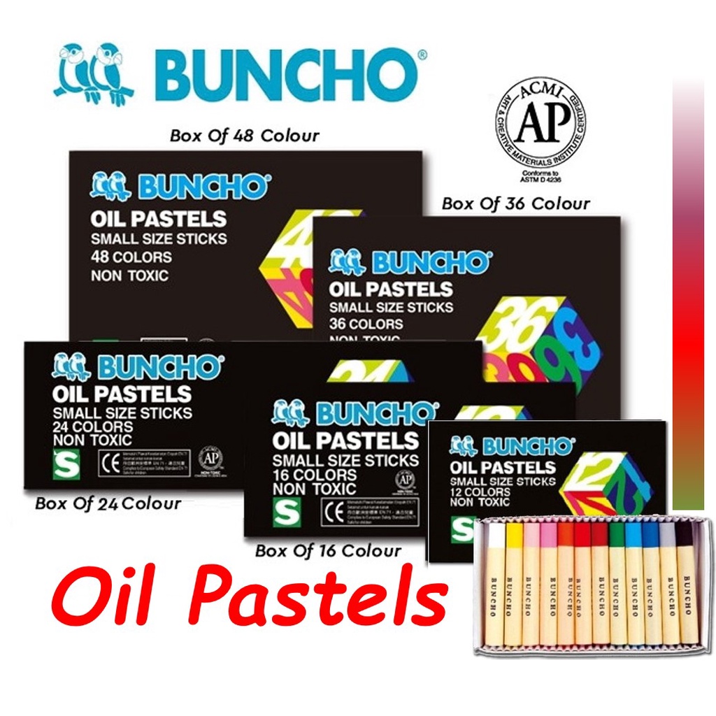 Buncho Oil Pastel 12 16 24 36 48 Colours Crayon Color Warna