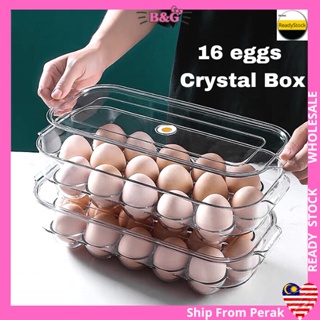 20 Grid 2layer Stackable Egg Holder For Refrigerator Drawer Pull Out, Clear Egg  Container Fridge Storage Box Plastic(m)