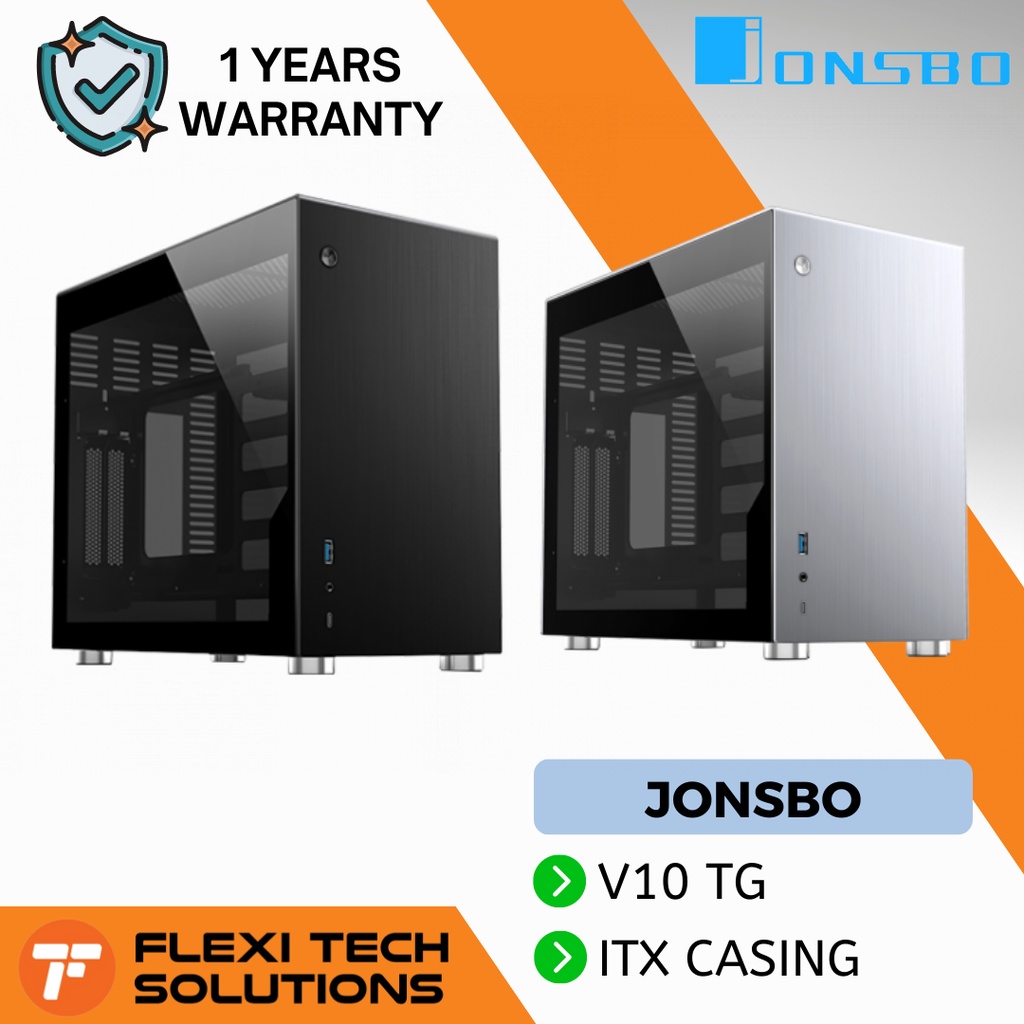 Flexi Tech JONSBO V10 Tempered Glass ITX Black / Silver High ...