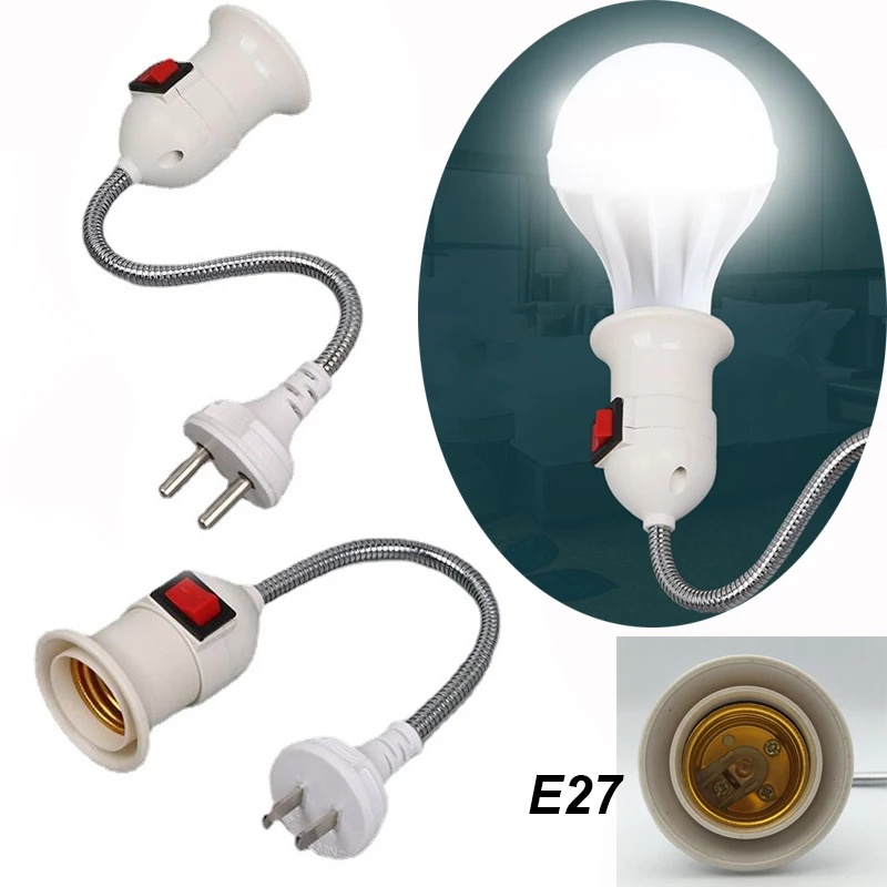 E27 Lamp Base Light Socket EU US Plug Bulb Holder Energy Saving LED ...